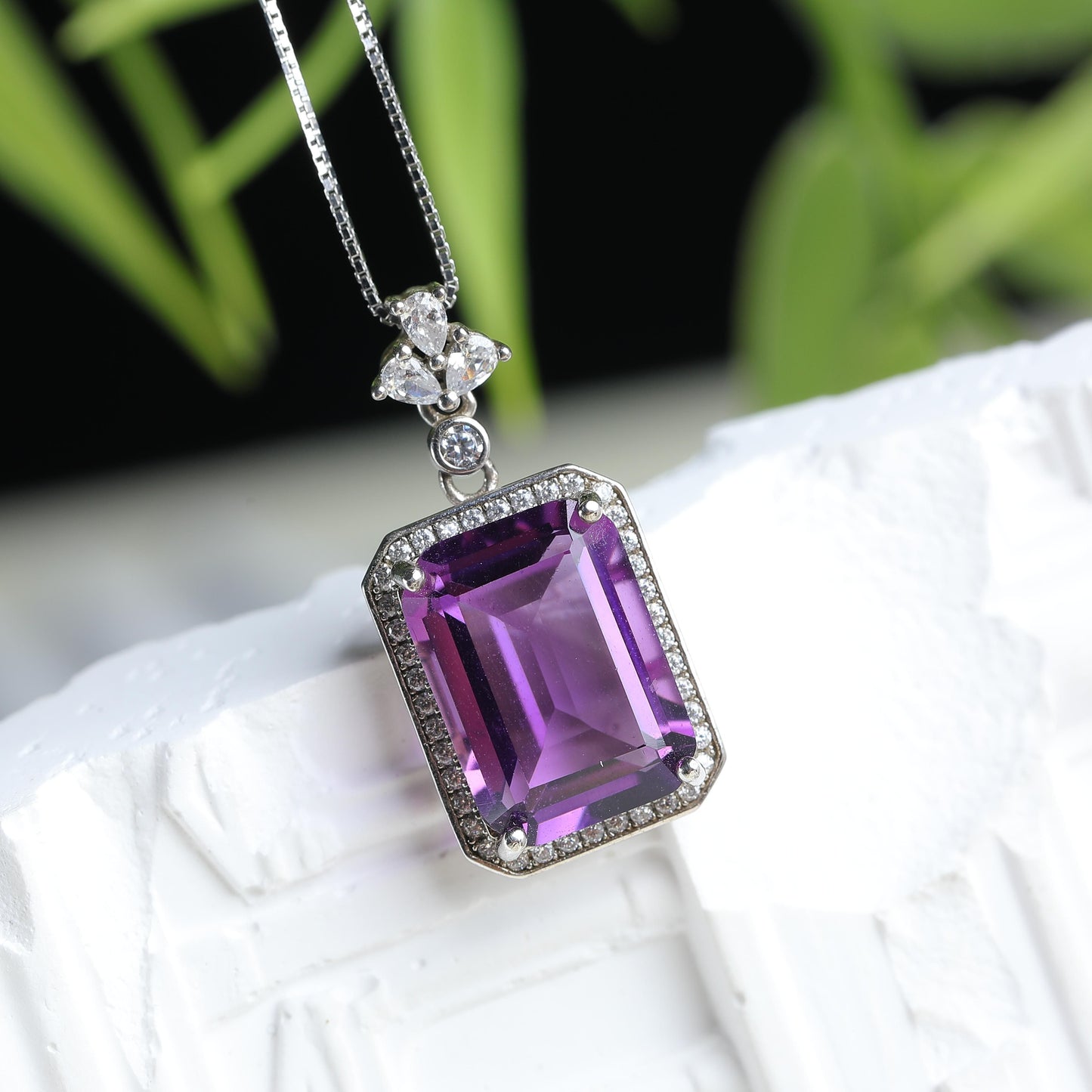 IFULL【琼琚】幻紫星钻·紫水晶方形吊坠
