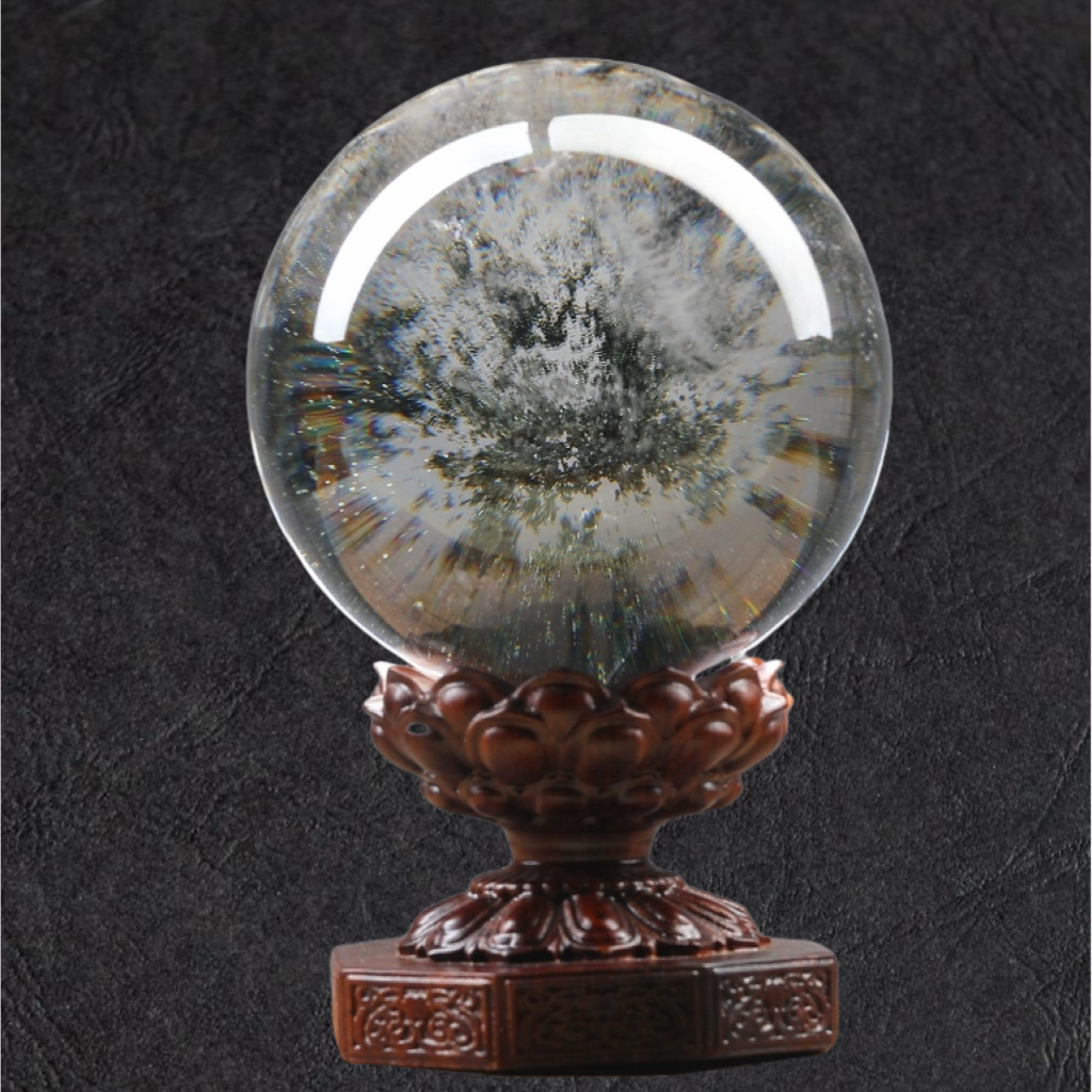 纯天然绿幽灵水晶球摆件全包裹体把玩千层山原石打磨家居办公摆件【孤品】