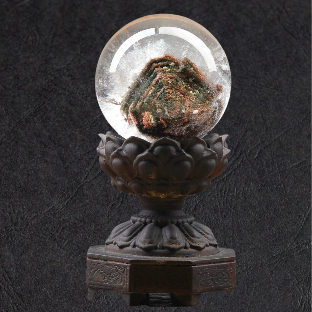 天然红绿幽灵四季幽灵球聚宝盆千层异象全包裹体水晶家居客厅摆件【孤品】