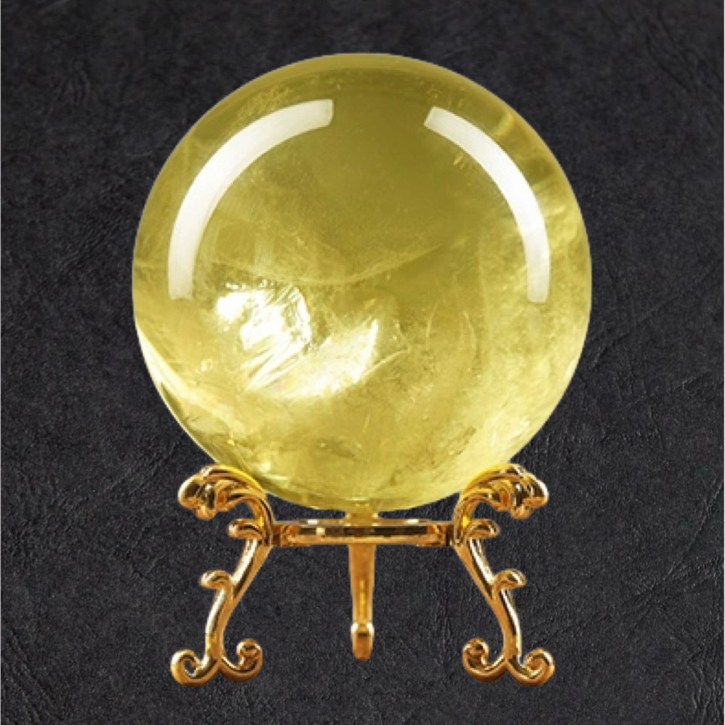 巴西黄水晶球摆件 天然水晶原石手工打磨【直径约8.5cm】
