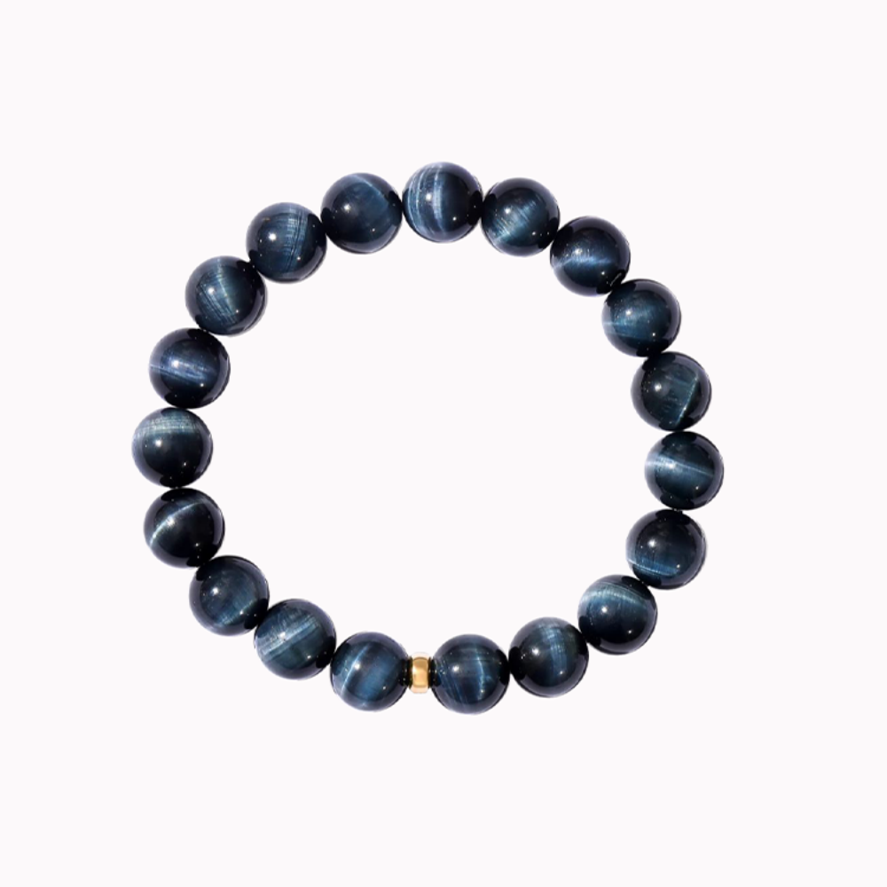 IFULL蓝色虎眼石18K金男士手串简约原创小众饰品