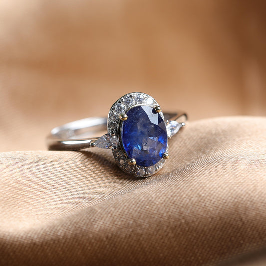 IFULL【琼琚】幽蓝晶钻·蓝宝石指环