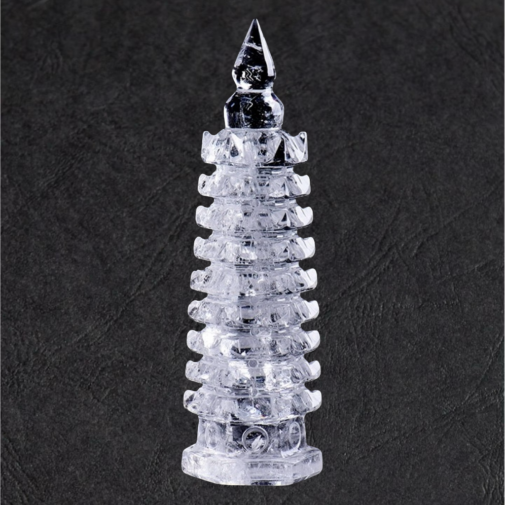 白水晶文昌塔摆件9层