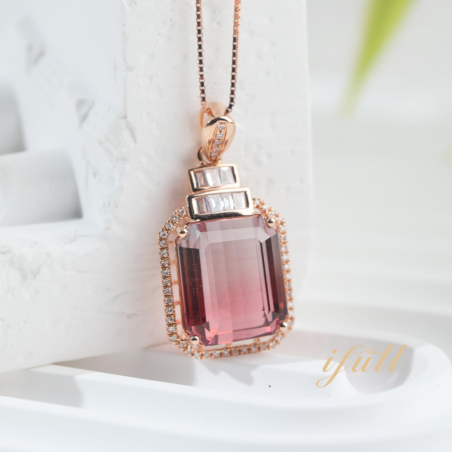 IFULL【琼琚】星云色谱·西瓜碧玺行星吊坠