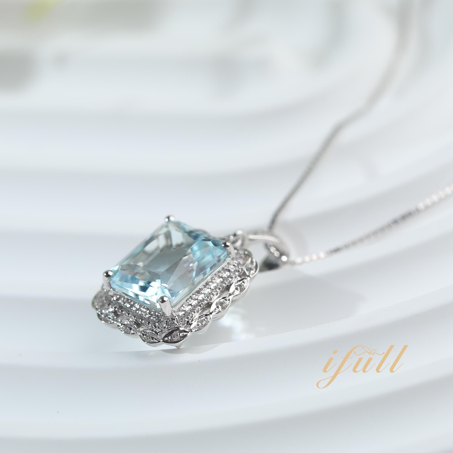 IFULL【琼琚】冰海晶界·方形海蓝宝冰川链