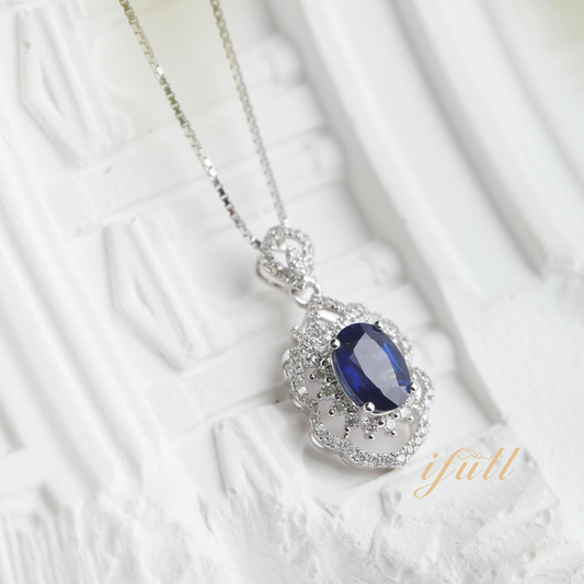 IFULL【琼琚】静海·深蓝海蓝宝素面吊坠