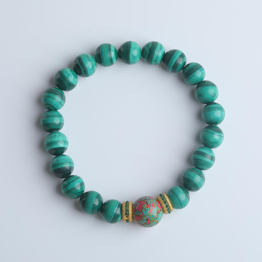 IFULL【漆韵晶华】碧翎护佑·平安结界孔雀石手串