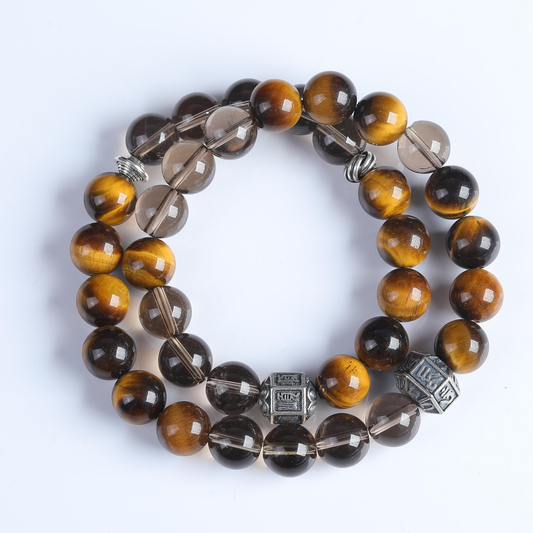 IFULL·财富守护·茶晶黄虎眼双圈手串