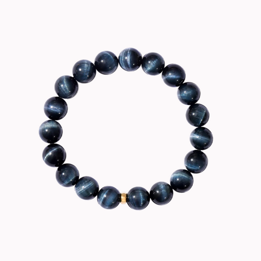 IFULL蓝色虎眼石18K金男士手串简约原创小众饰品