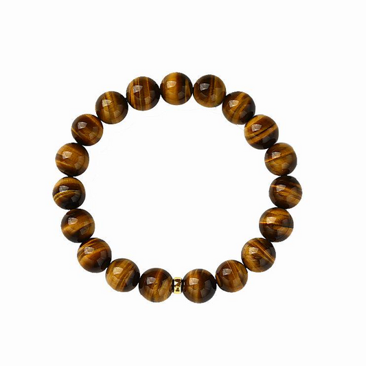 IFULL时尚潮流18K金天然黄虎眼石手串男士小众情侣手链女闪电纹